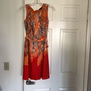 Limited Floral Pleated Belted Dress